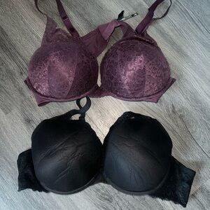Torrid Pair (2) Black and Purple Lace Bras Women's Plus Size 48C